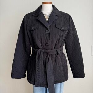 ESPRIT Black Quilted Waist Tie Jacket XL